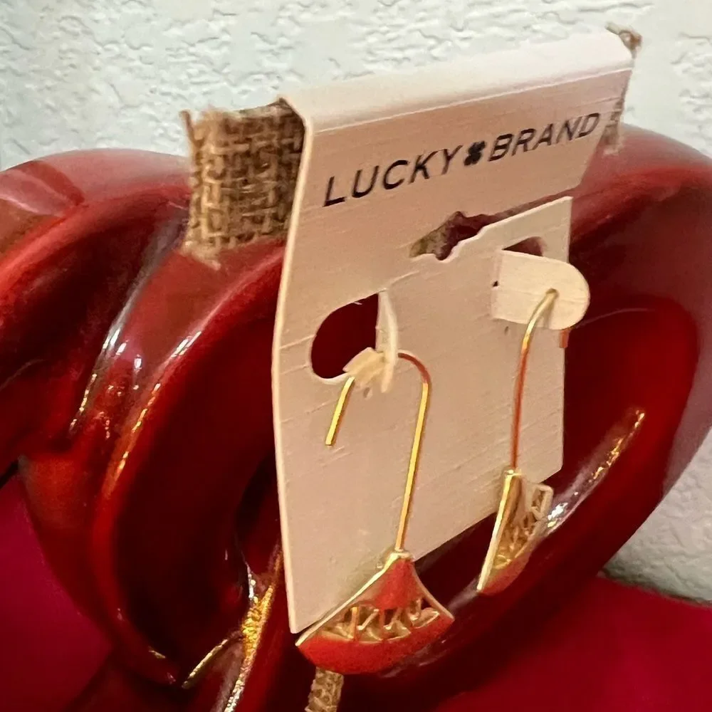 NWT Lucky Brand Gold Fishhook Earrings #LBER2